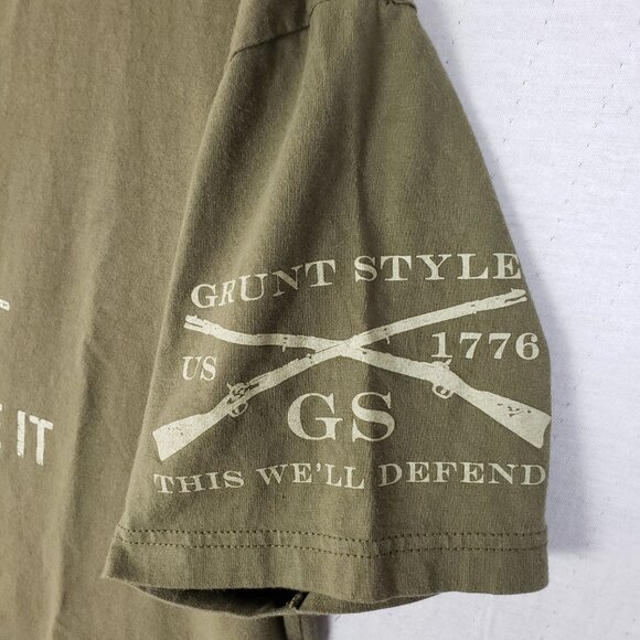 Grunt Style Come and Take It American Flag Patriotic Tee Shirt Green size M - Picture 6 of 8